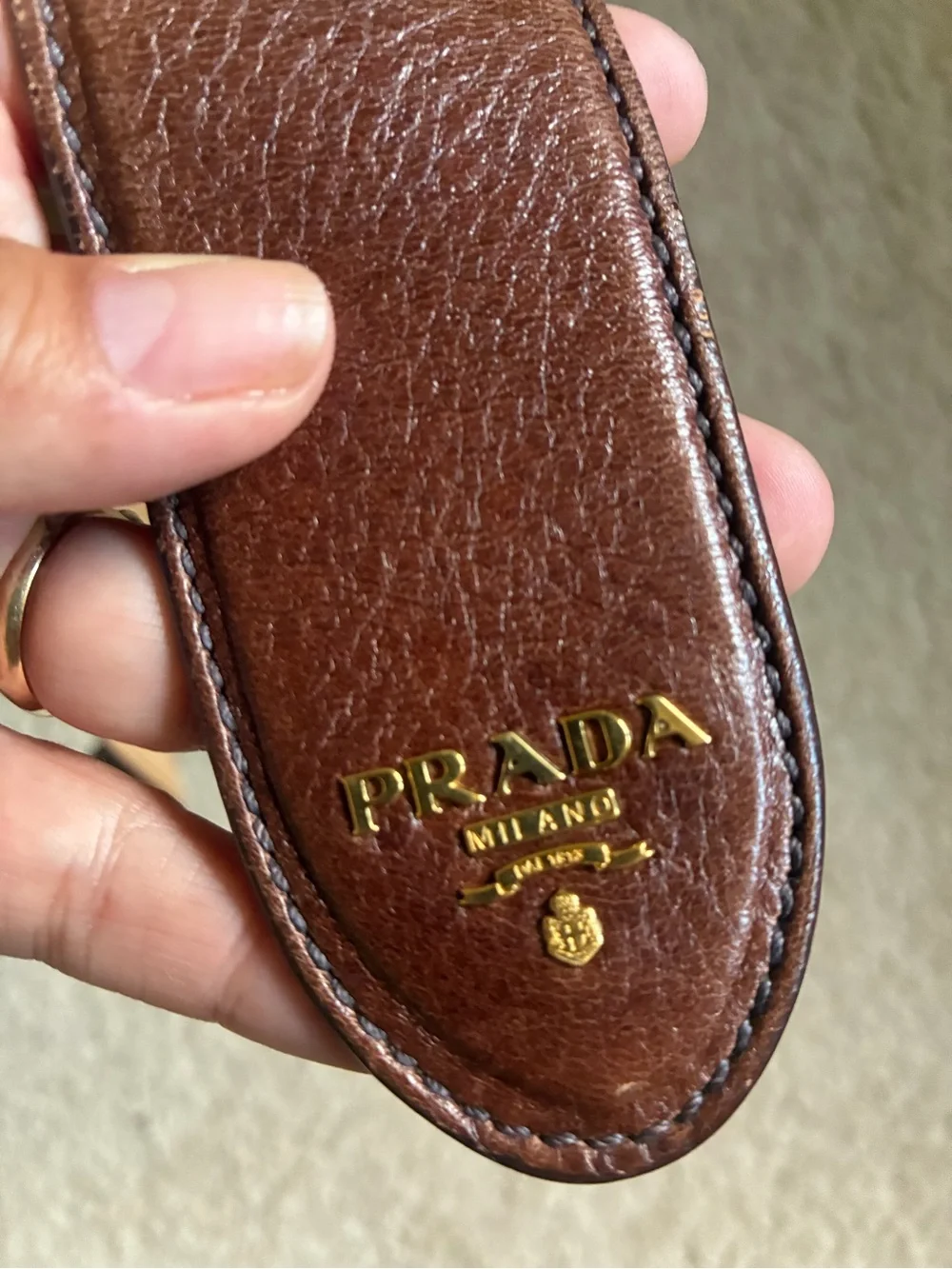 Authentic Prada Brown Leather Belt with Dragon Snake Gold Serpent Buckle - Picture 5 of 15